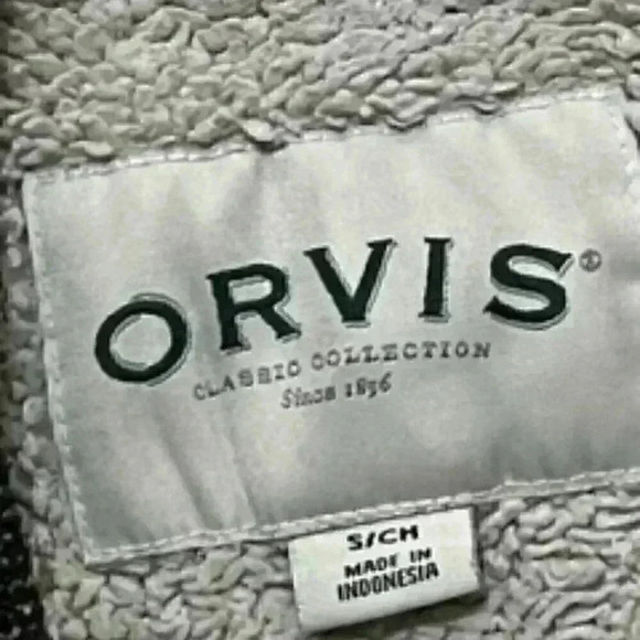 Orvis Warm Heavy 1/4 Zip Jacket fully Fleece Lined Pullover Black And Gray Tweed - Picture 5 of 10